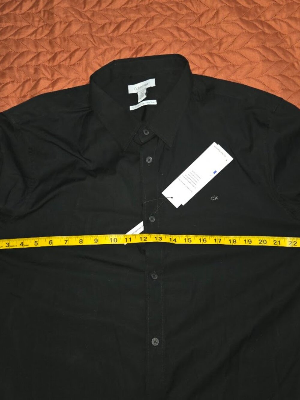 Calvin Klein Mens XL Black Cotton Cashmere Shirt Button Front CK Logo NWT - Picture 11 of 11